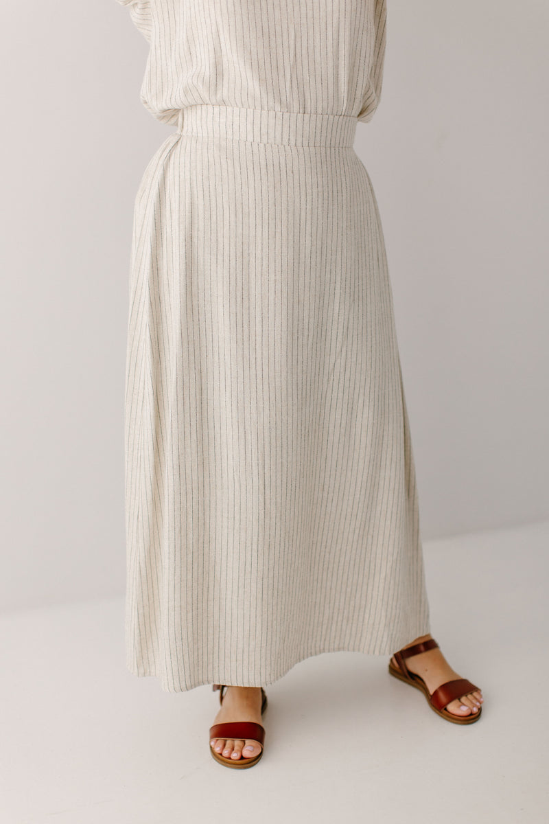 Beth' Linen Blend Pinstripe Midi Skirt FINAL SALE – The Main