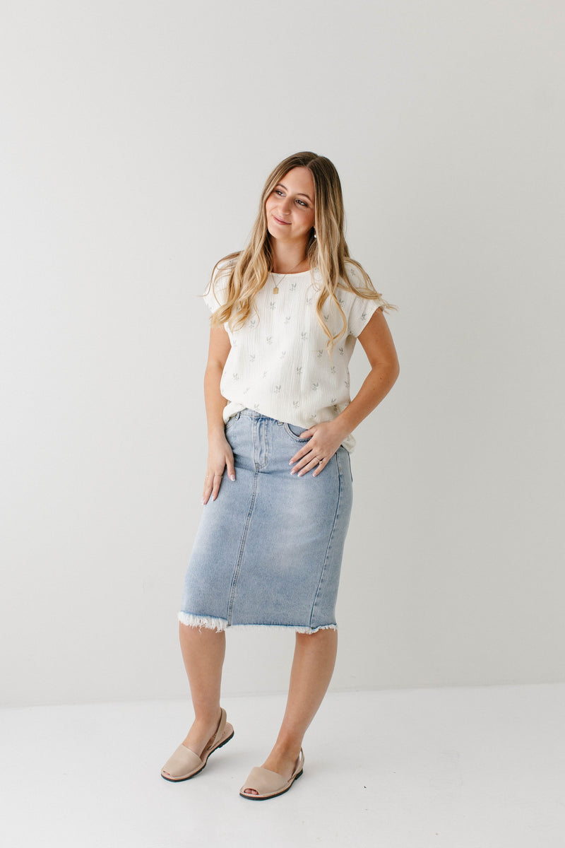 Distressed Raw Hem Denim Skirt