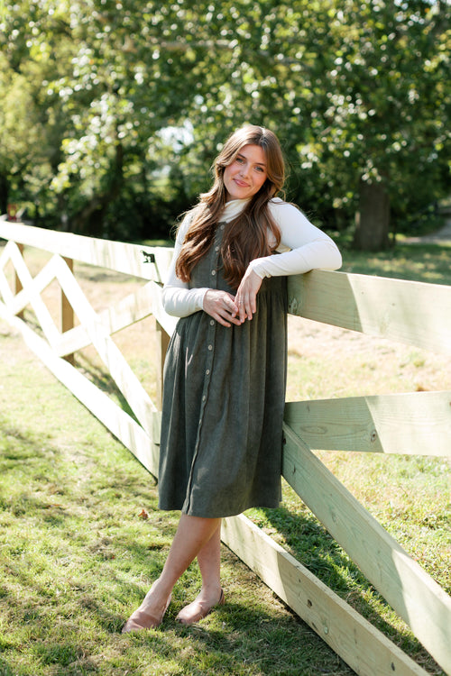 'Edie' Corduroy Pinafore Dress