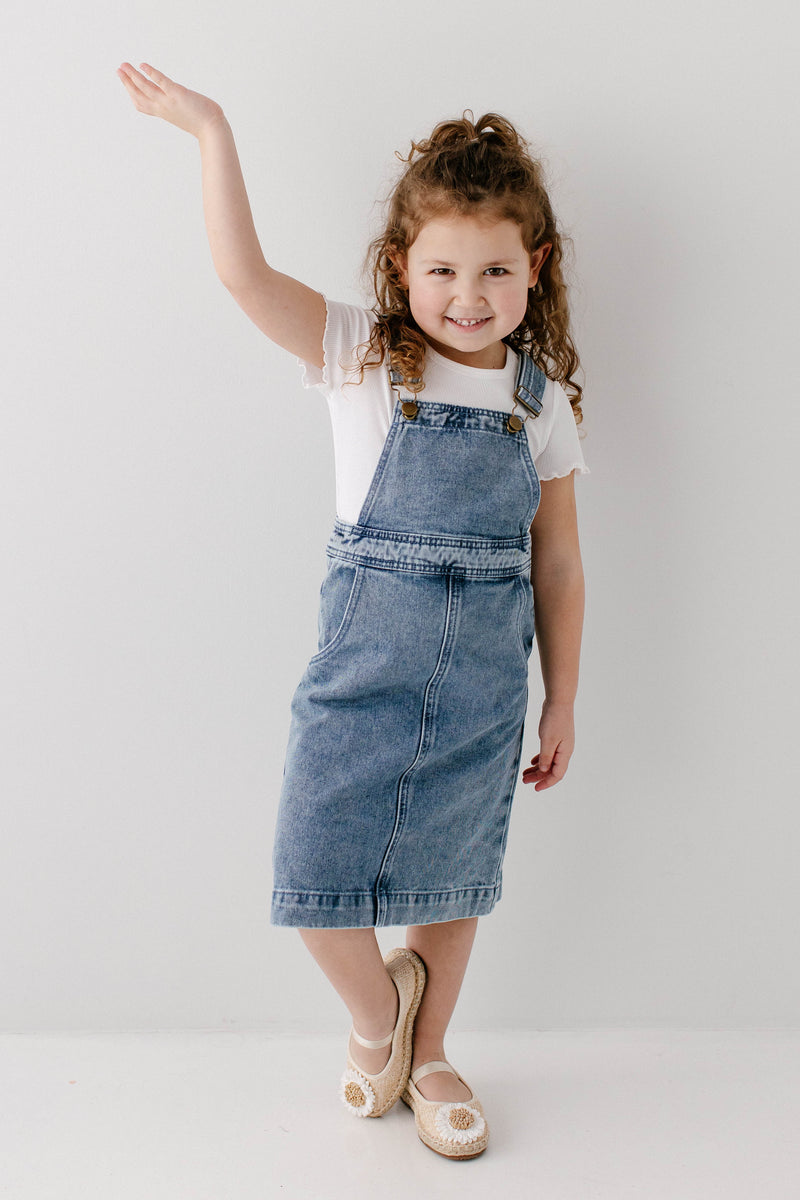 Bailey Girl Denim Overall Dress Girl 12 / Vintage Wash
