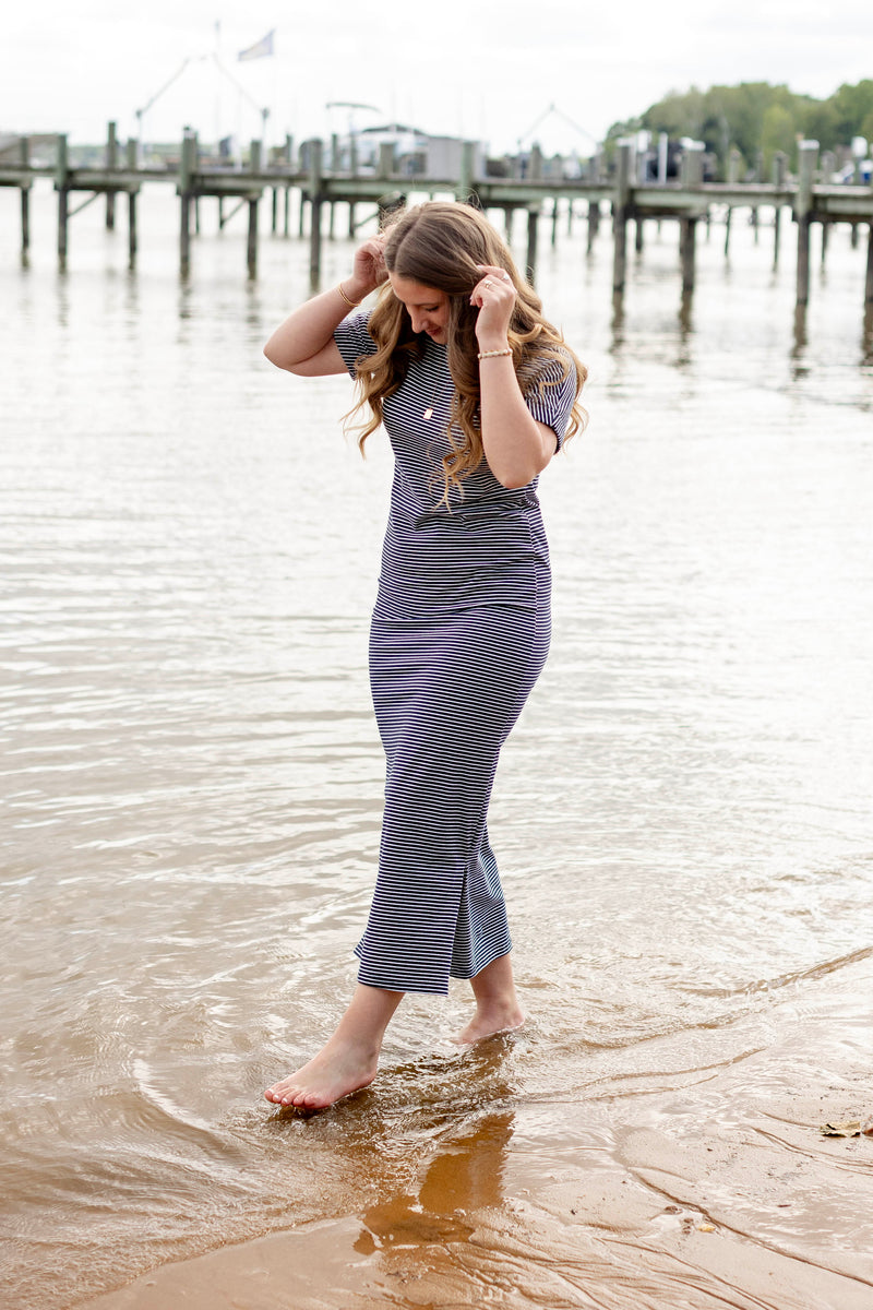 Connie Striped Knit Maxi Dress FINAL SALE – The Main Street Exchange
