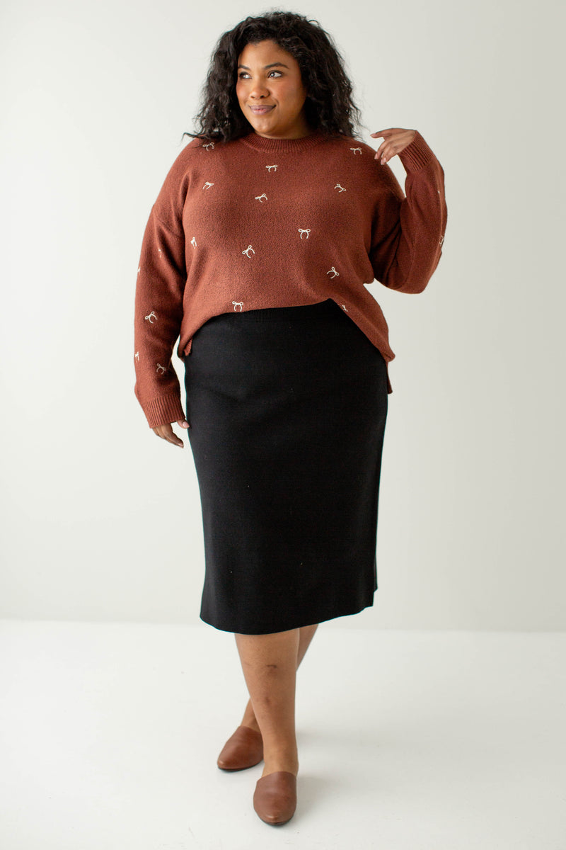 SO ME  A Line Knitted Sweater Midi Length Skirt main image 1