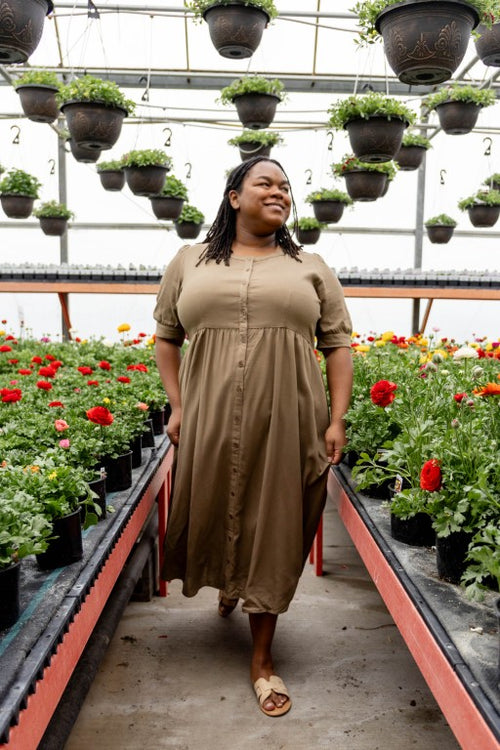 'Nora' Button Front A-Line Dress