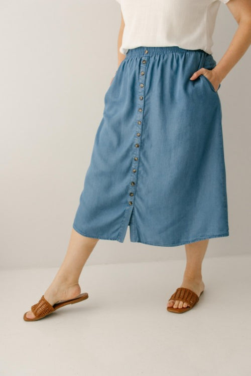 Greta Chambray Midi Skirt