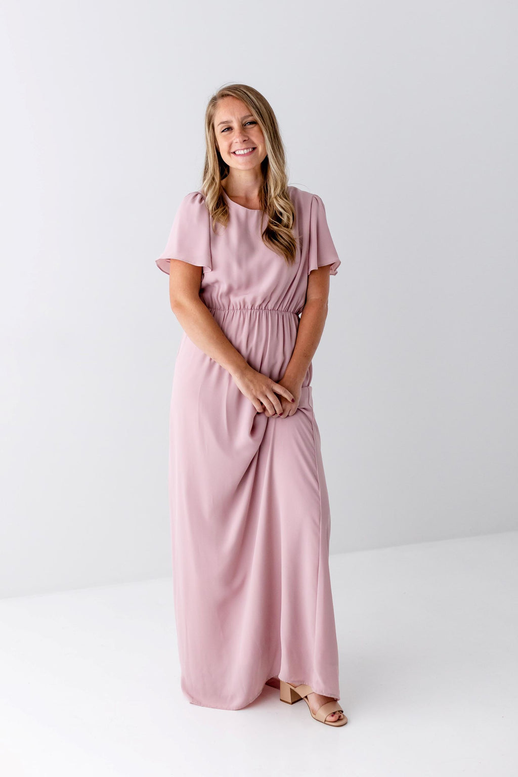 'Naomi' Chiffon Maxi Dress in Light Rose FINAL SALE