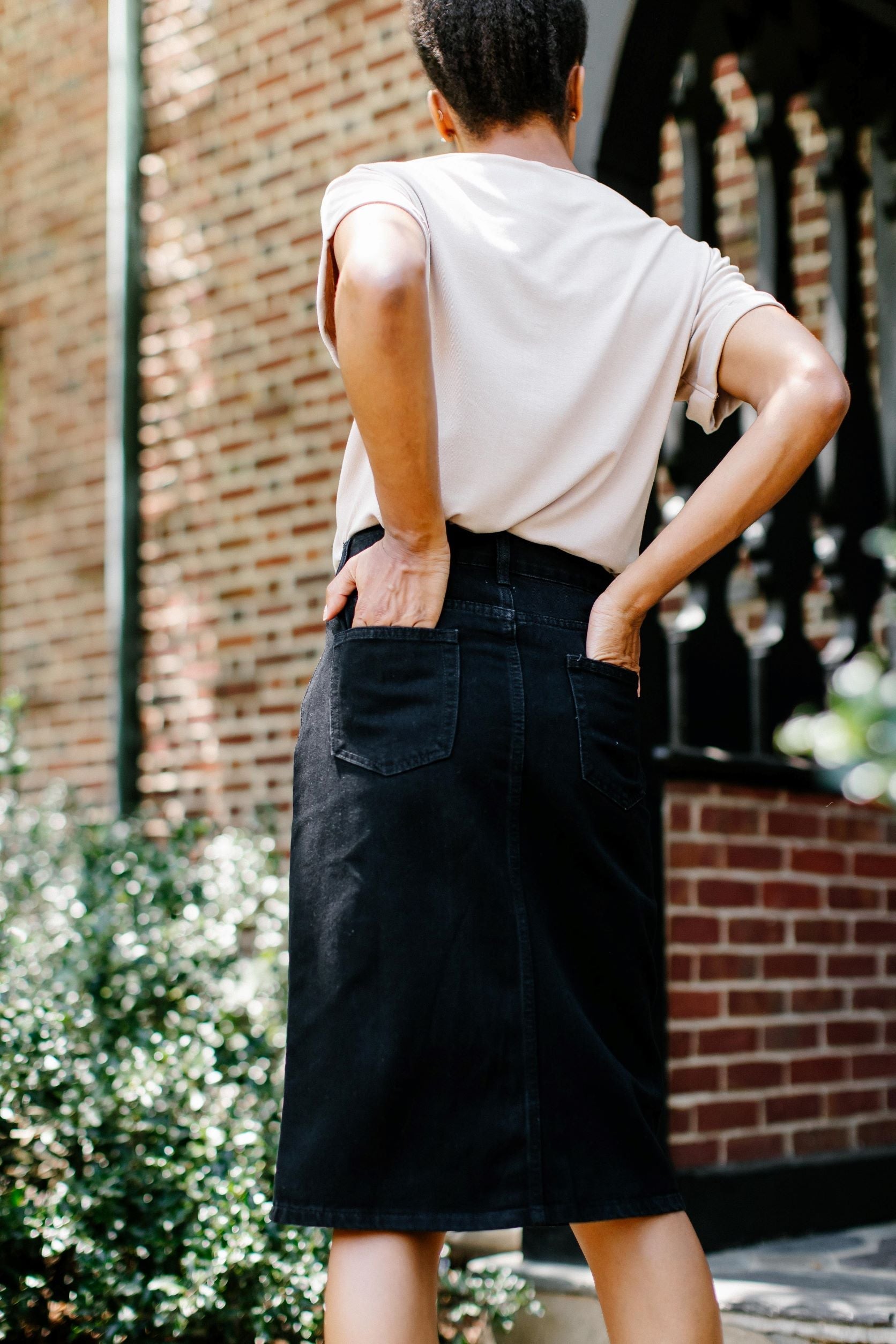 'Kyra' Denim Skirt in Black FINAL SALE – The Main Street Exchange