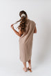 'Erica' Button Up Linen Blend Midi Dress in Blush Beige