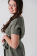 'Harmony' Organic Linen Shift Dress in Stone Green
