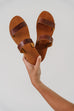 'Macedonia' Double Strap Leather Sandals in Brown