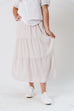 'Jocelyn' Gingham Tiered Midi Skirt in Natural