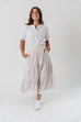 'Jocelyn' Gingham Tiered Midi Skirt in Natural