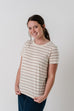 'Rachel' Classic Striped Tee in Taupe