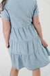 'Cassie' Tiered Denim Midi Dress in Light Wash