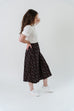 'Vera' Ditsy Floral Midi Skirt in Black