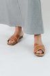'Cali' Criss Cross Slip on Sandal in Light Brown
