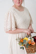 Plus 'Charlotte' Floral Lace Bodice Midi Dress in Cream