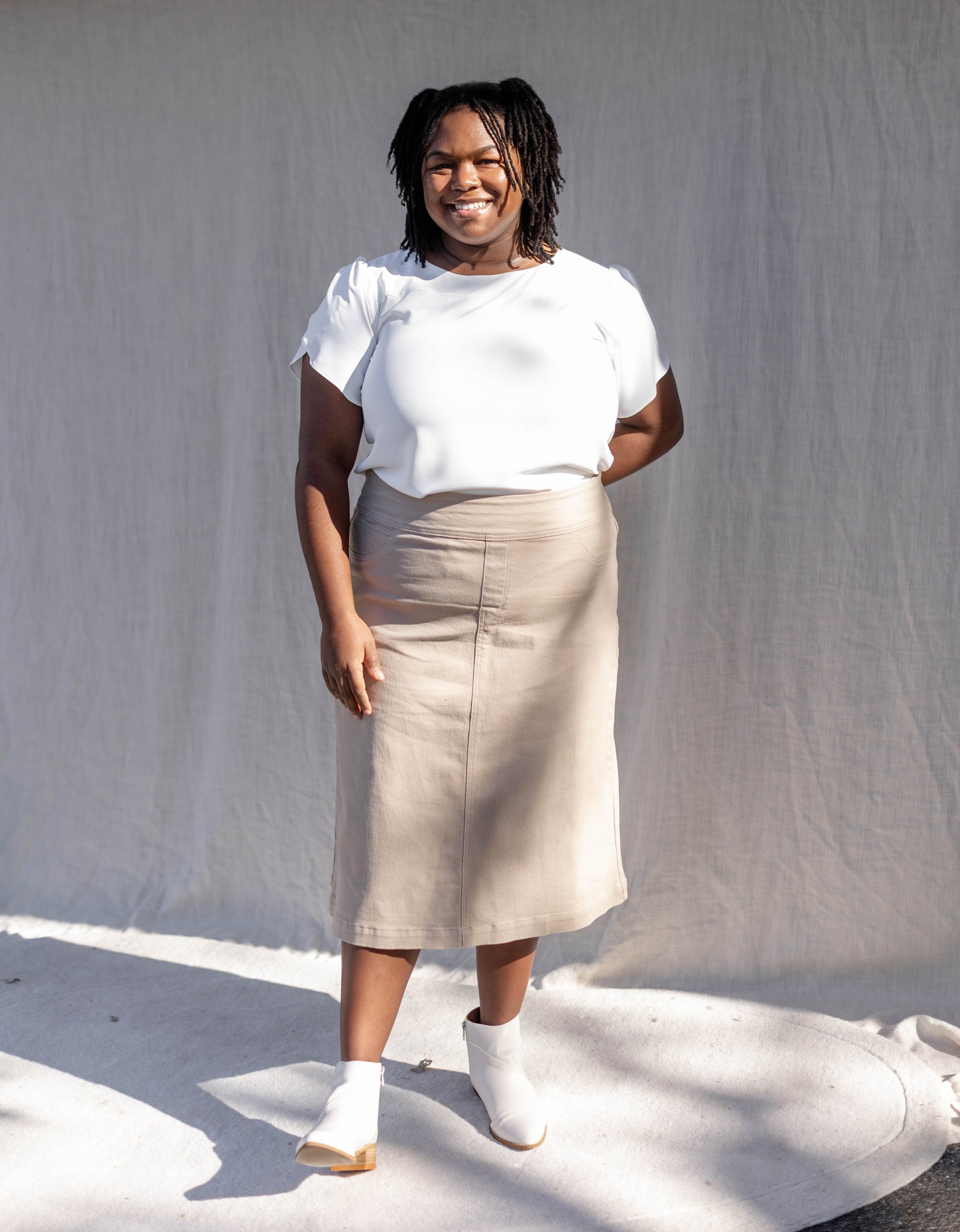 Khaki Skirt Outfits Tan Grey Skirt Greige Khaki Midi Skirt 80s