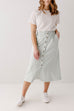 'Marina' Button Front Striped Skirt in Light Mint FINAL SALE