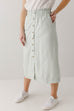 'Marina' Button Front Striped Skirt in Light Mint FINAL SALE