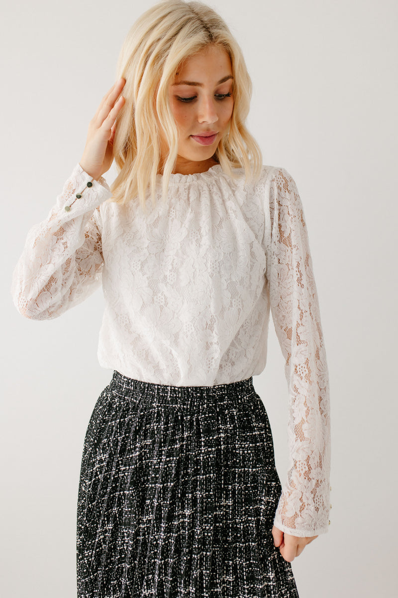 'Luna' Mock Neck Lace Overlay Top in Ivory – The Main Street Exchange