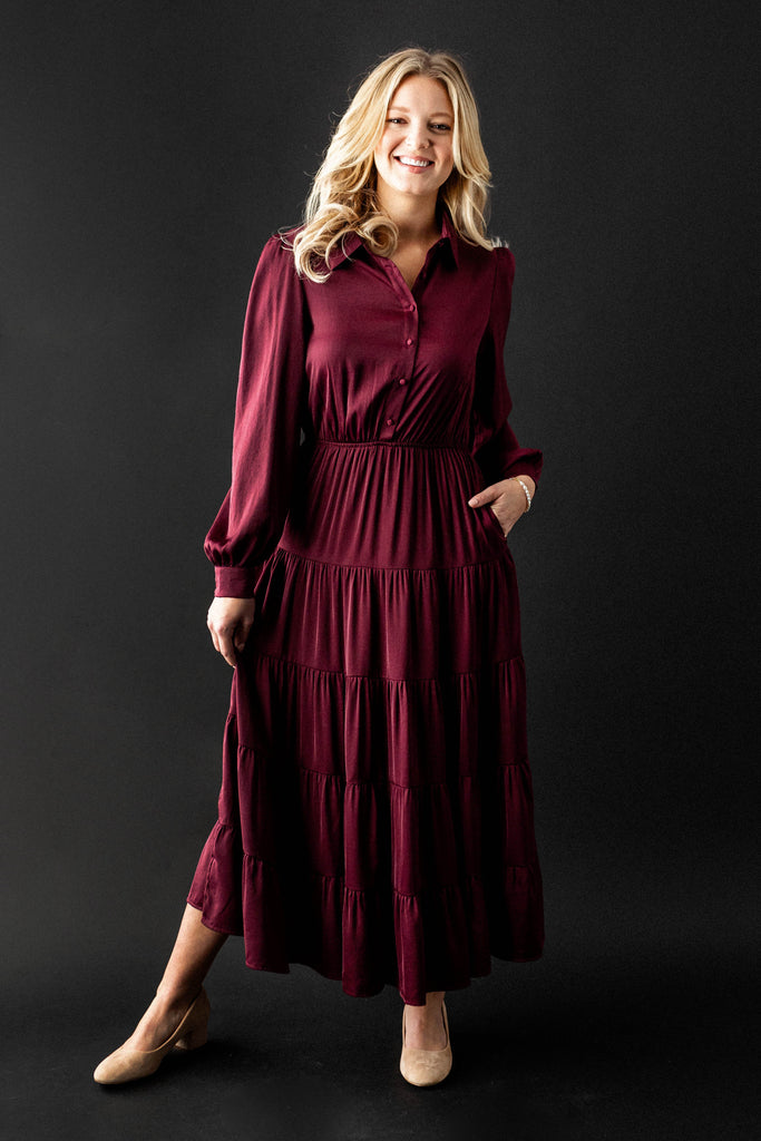 Abigail Maxi Dress - Bodice Tie Dress in Mulberry