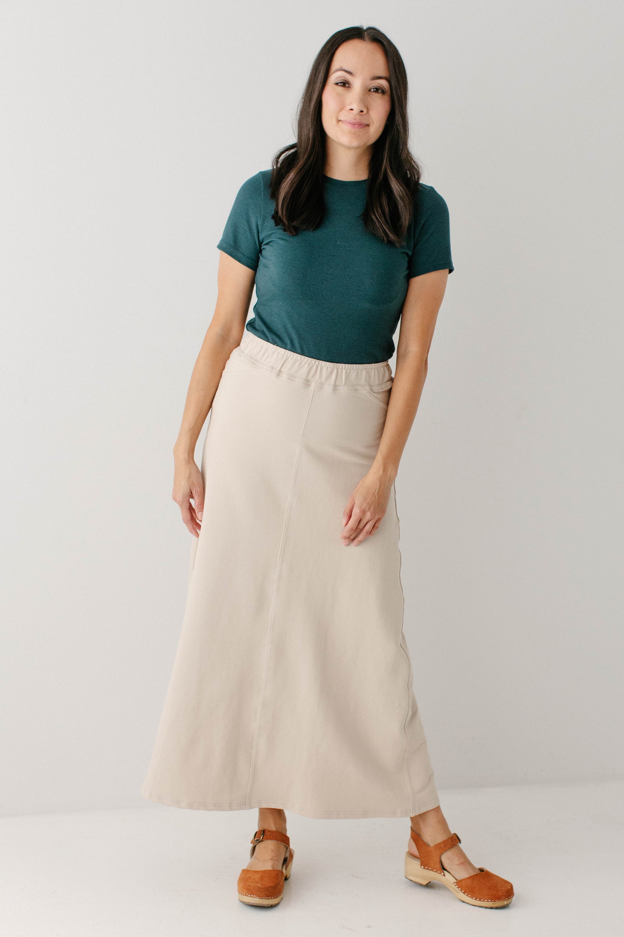 Long khaki skirts qvc best sale