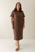 'Constance' Ribbed Midi Dress in Brown