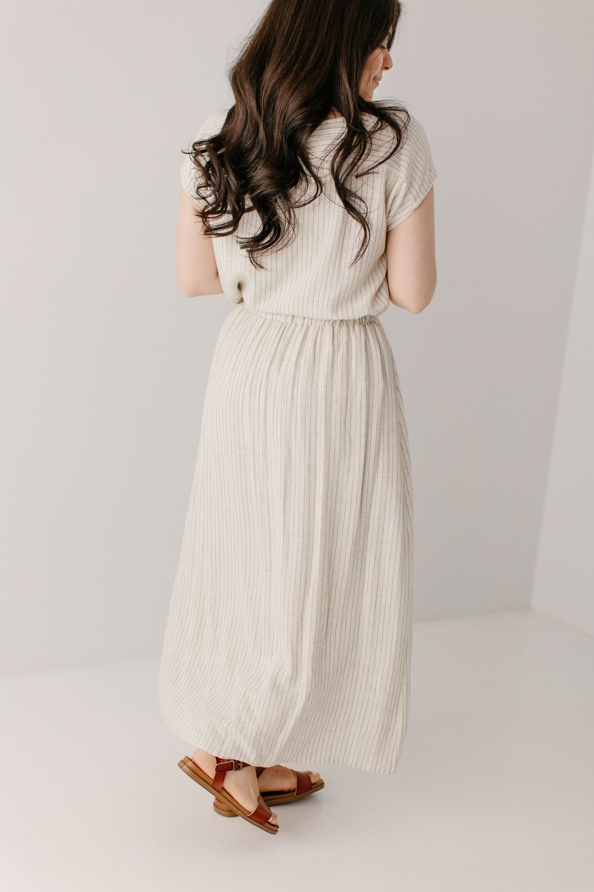 Beth' Linen Blend Pinstripe Midi Skirt FINAL SALE – The Main
