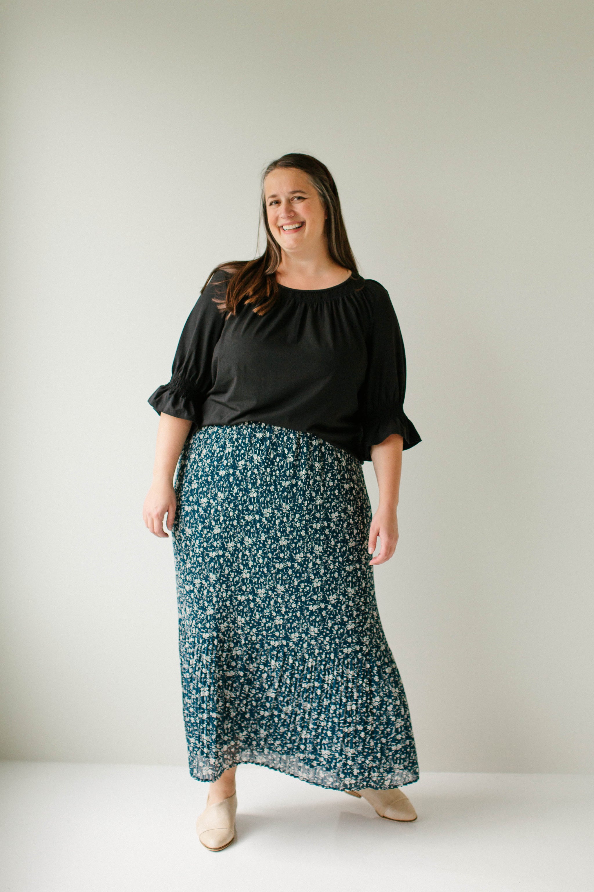Celine' Accordion Pleated Floral Maxi Skirt – The Main