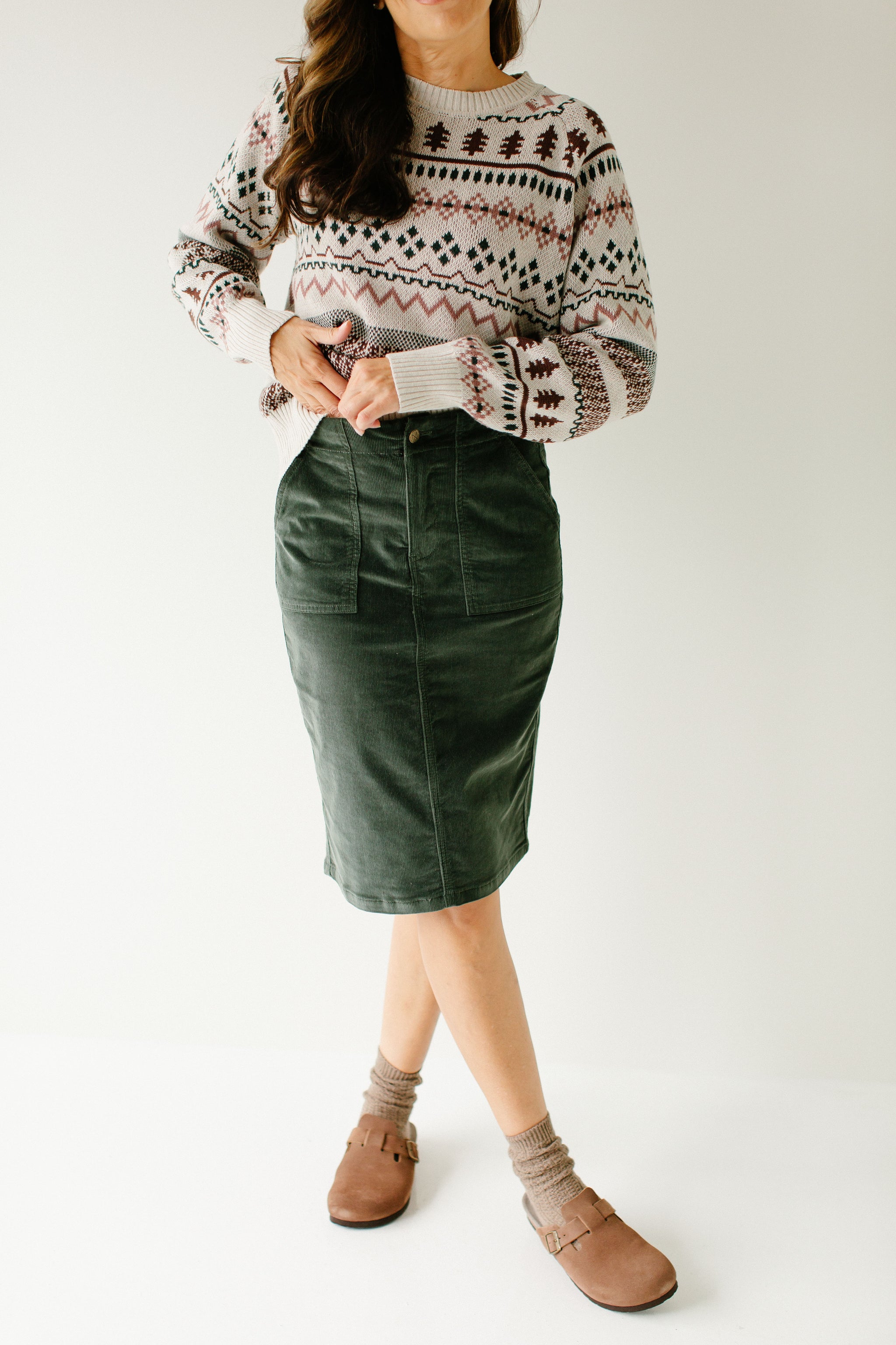 Mid length corduroy skirts best sale