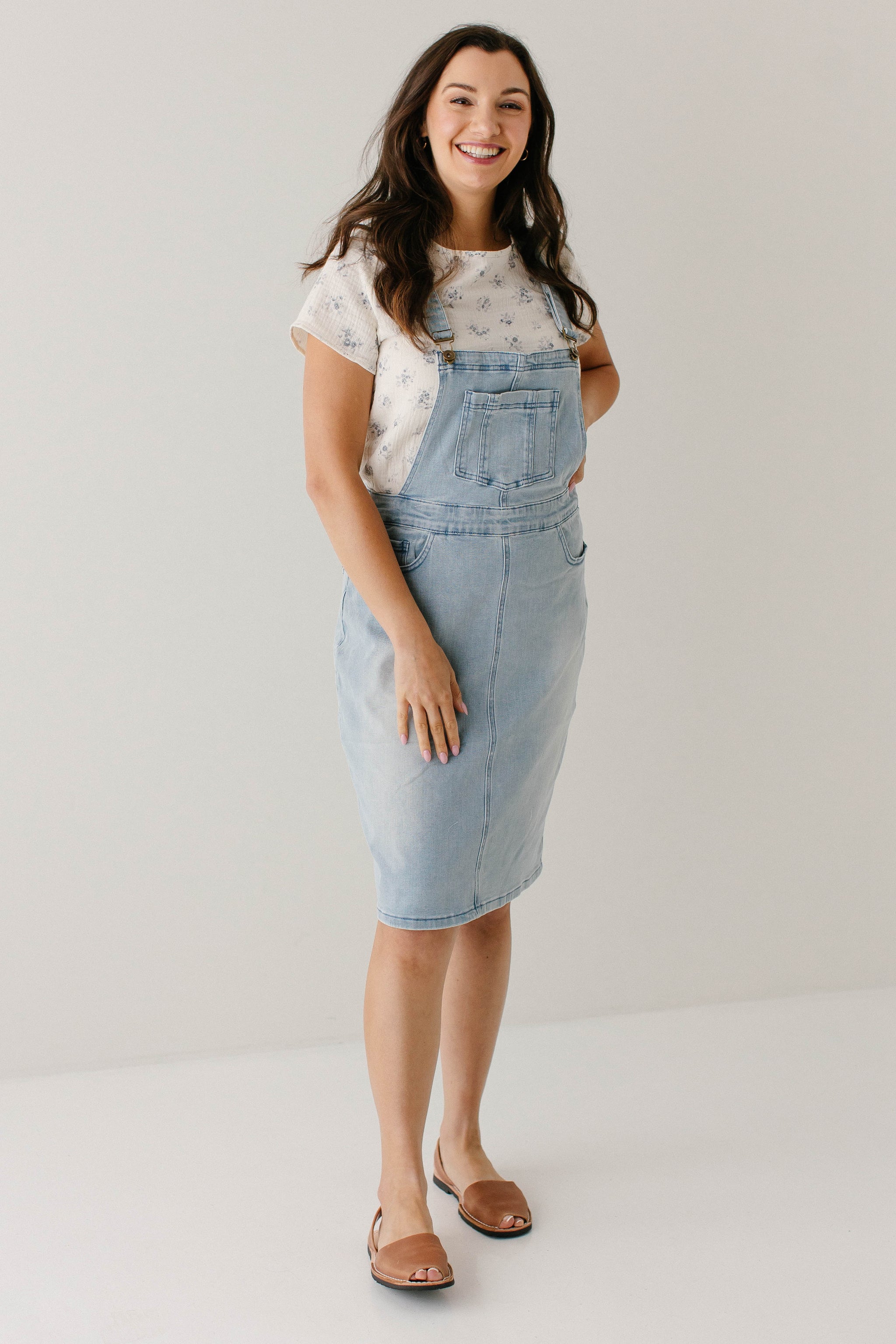 white christmas dresses Anna-Kaci Denim Overall Dress Adjustable Jean Strap Button
