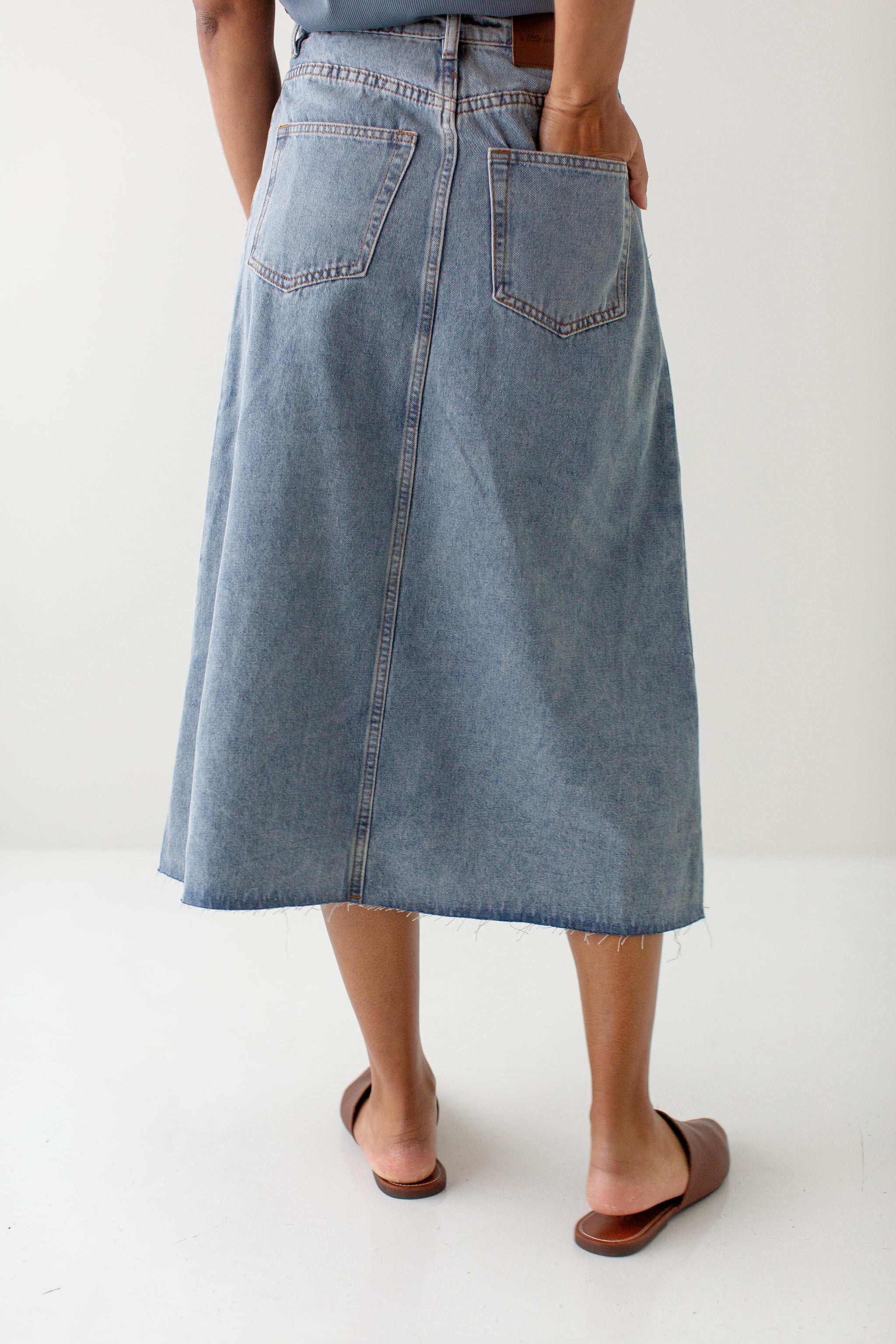 Brooke' A-Line Denim Midi Skirt – The Main Street Exchange