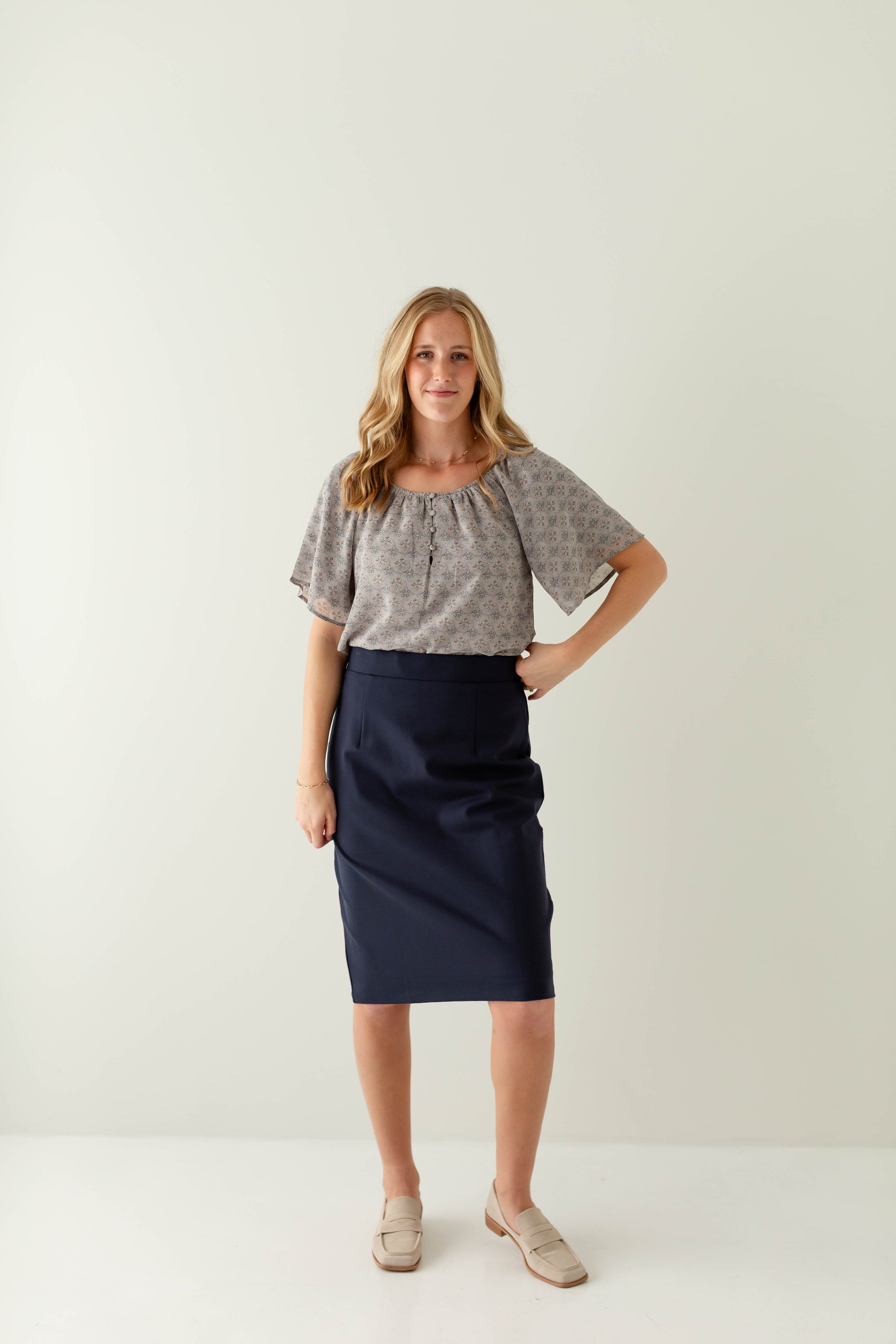 Anna Pencil Skirt in Navy XL Navy 27