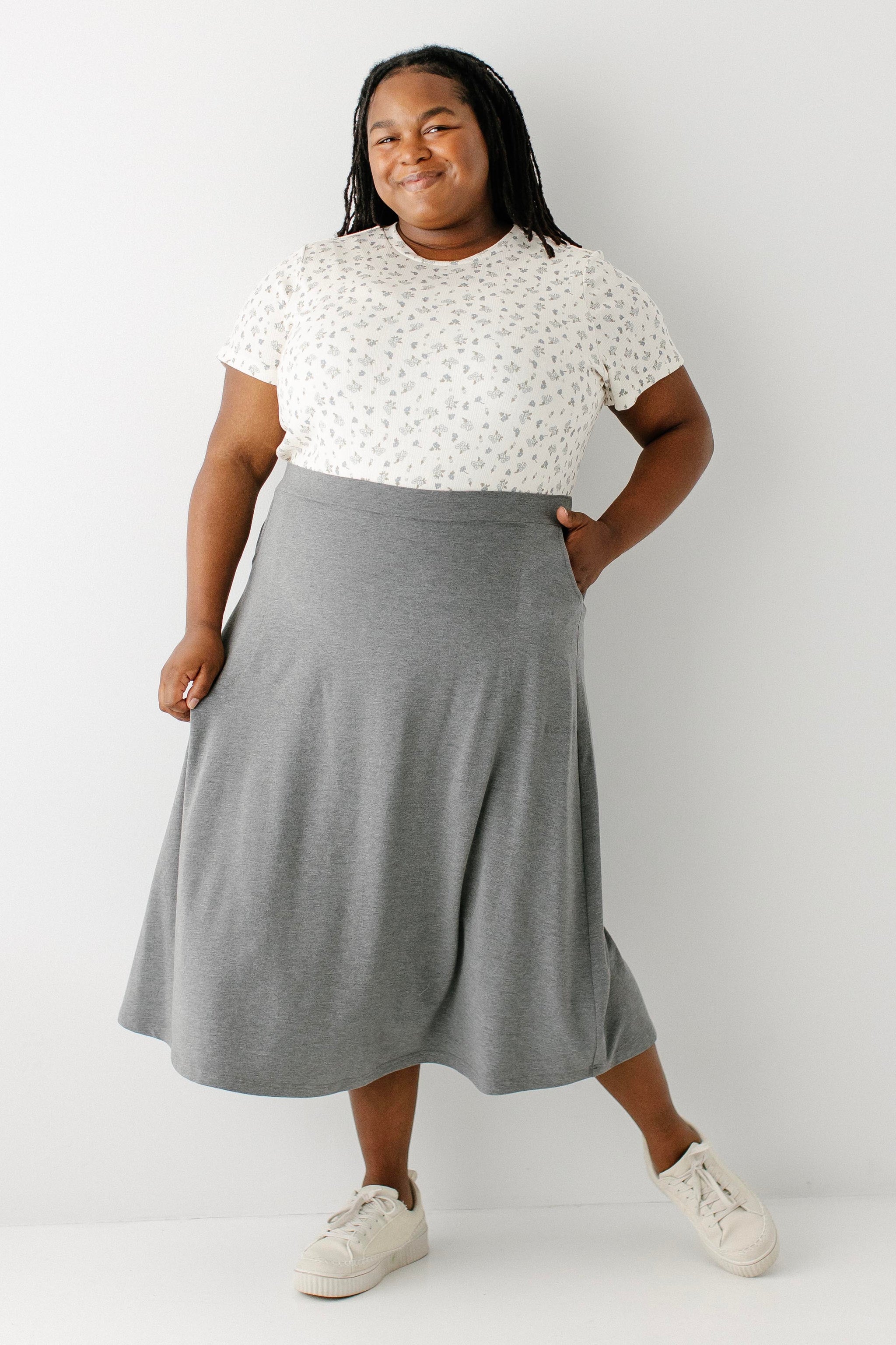 Tori Bamboo Blend A-Line Midi Skirt – The Main Street Exchange