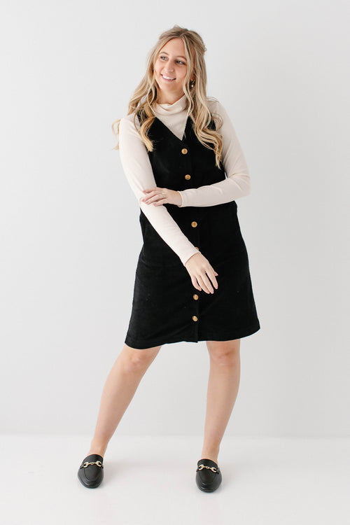 'Sybil' Knee Length Corduroy Jumper