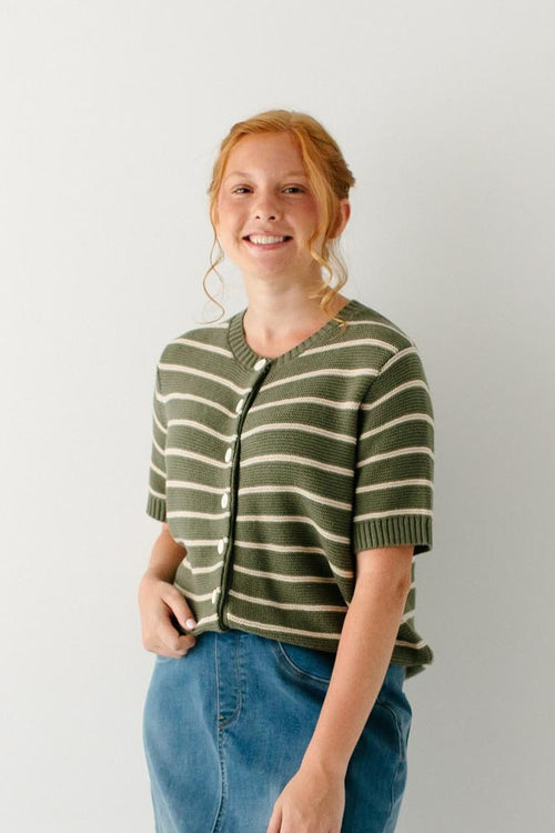 Enzo Striped Short Sleeve Cardigan