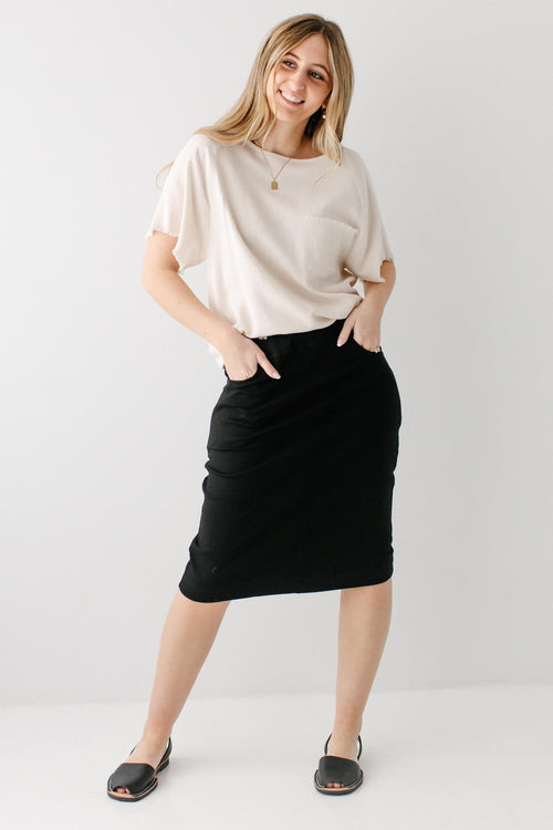 'Sheridan' Knee Length Ponte Knit Skirt