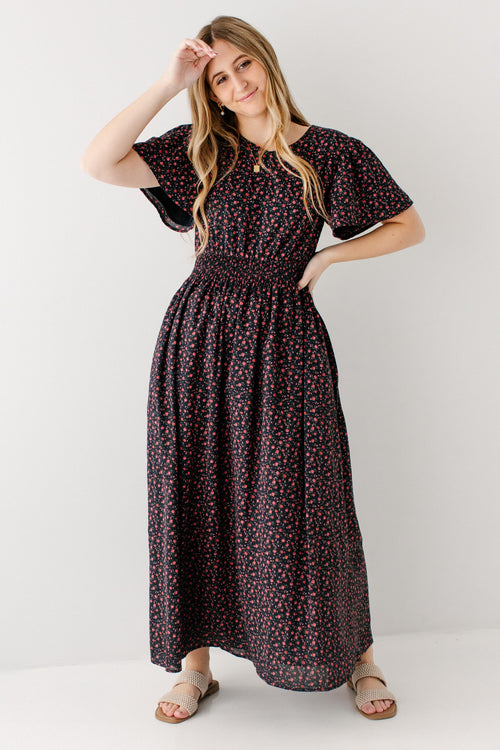 'Felicity' Rose Print Maxi Dress