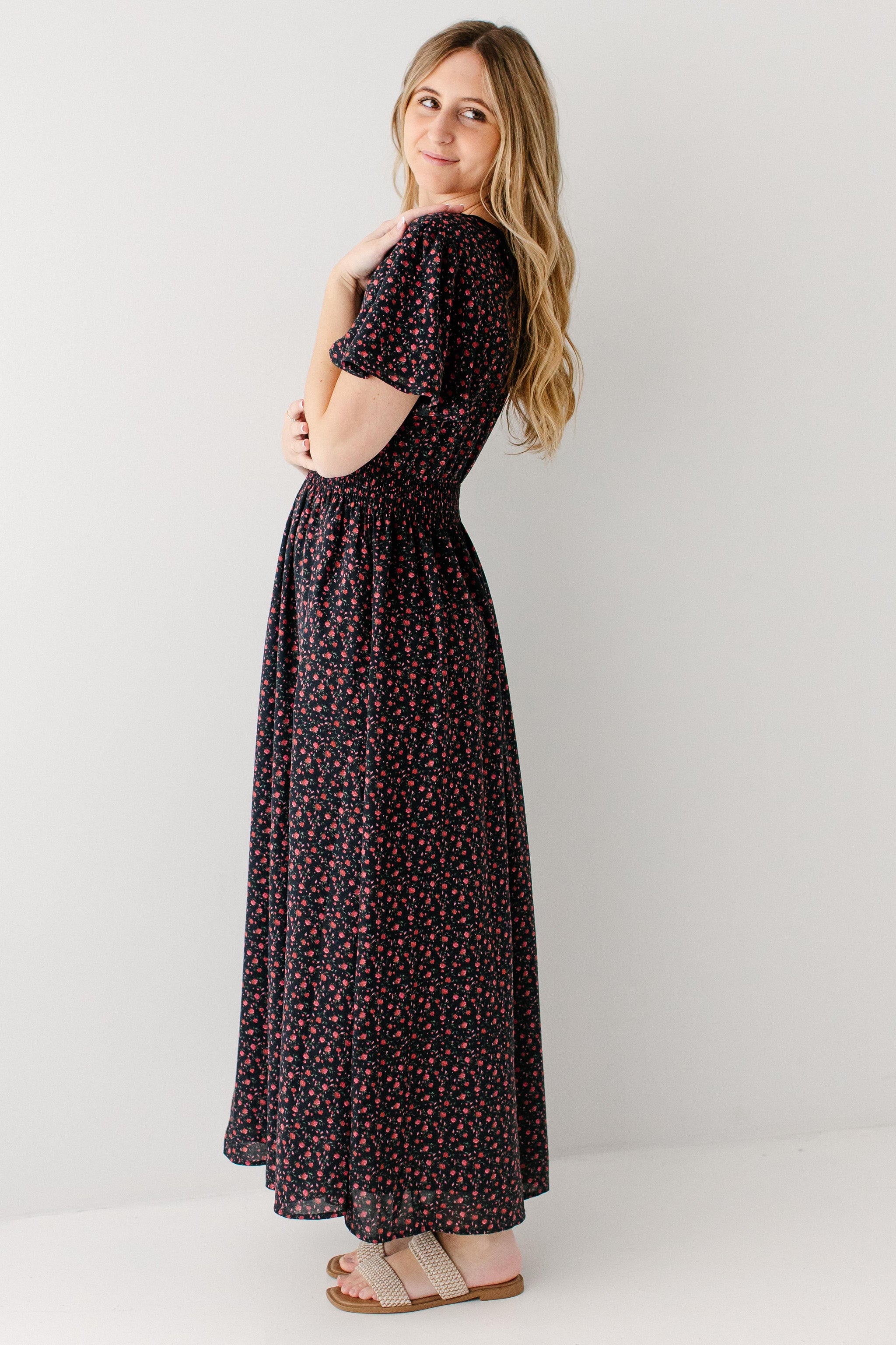 Felicity Rose Print Maxi Dress, Dark Navy / 1X
