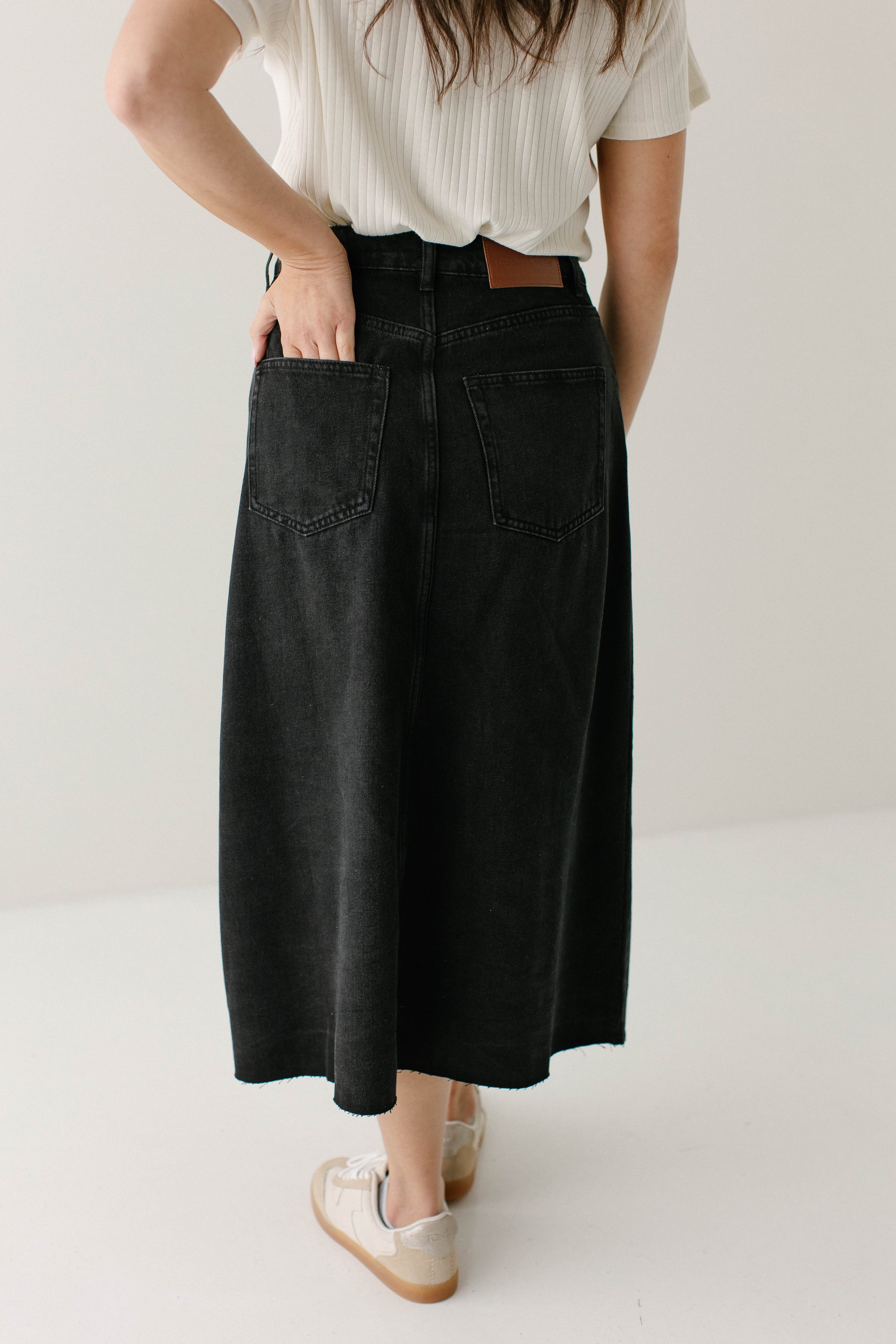 Brooke A-Line Denim Midi Skirt FINAL SALE – The Main Street Exchange
