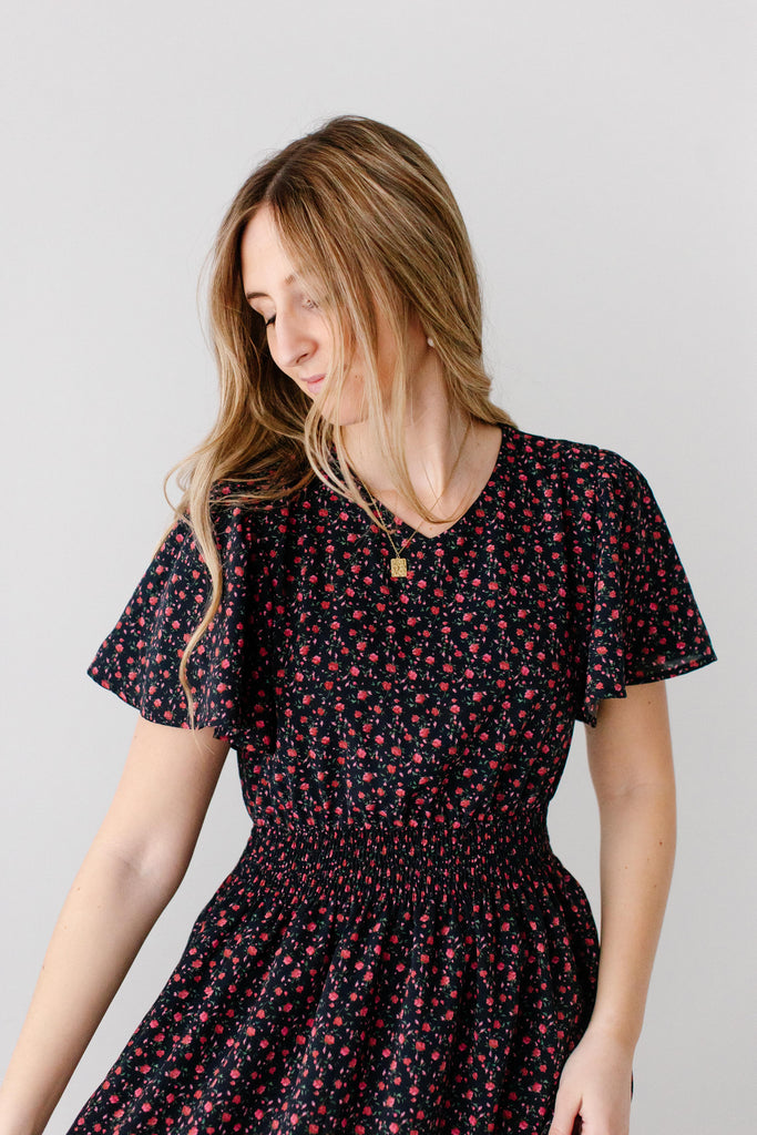 Felicity Rose Print Maxi Dress, Dark Navy / 1X Felicity Rose Print Maxi Dress, Dark Navy / 1X