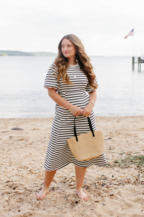 Brunswick Striped Fit & Flare Midi Dress