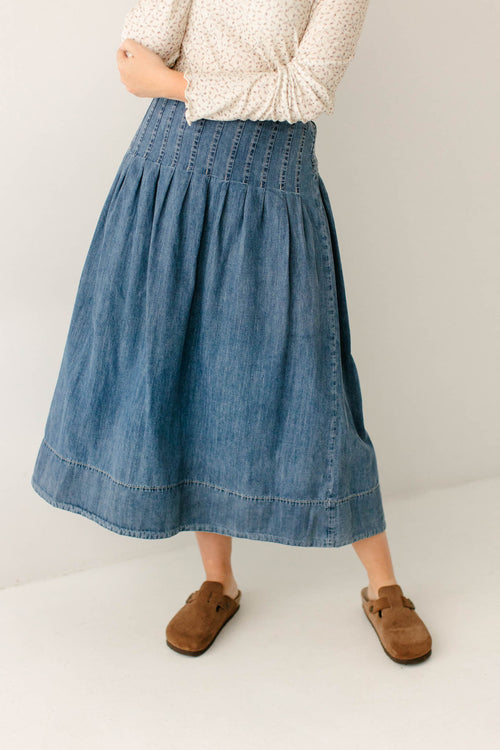 Etienne A-Line Denim Midi Skirt