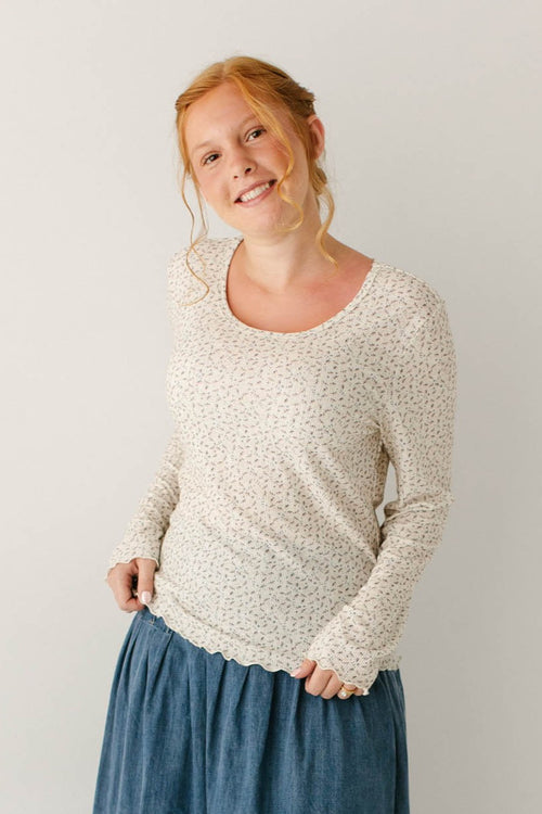 Pippa Ditsy Floral Ribbed Top