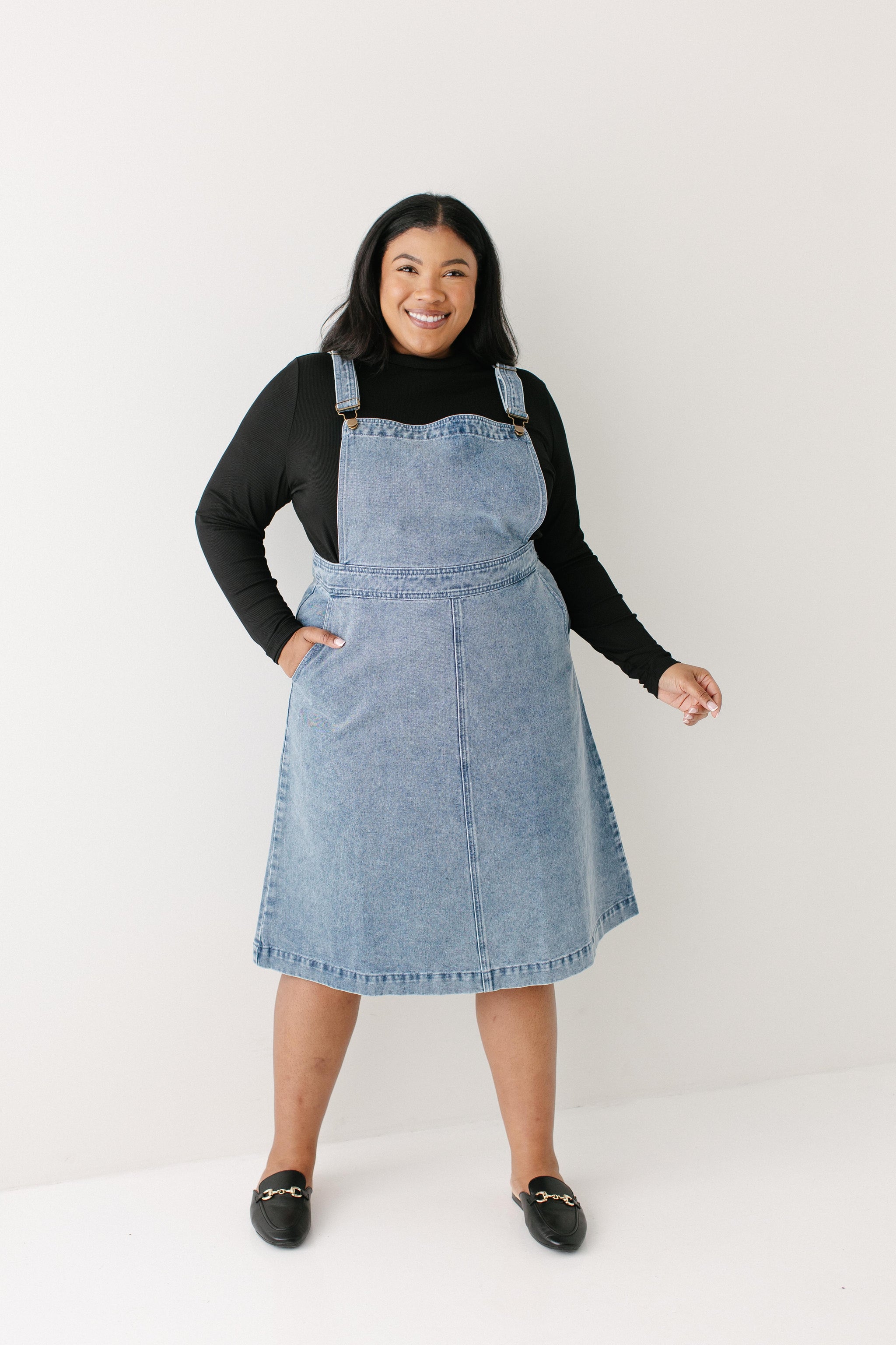 Bailey Denim Overall Dress, 2X / Vintage Wash Bailey Denim Overall Dress, 2X / Vintage Wash