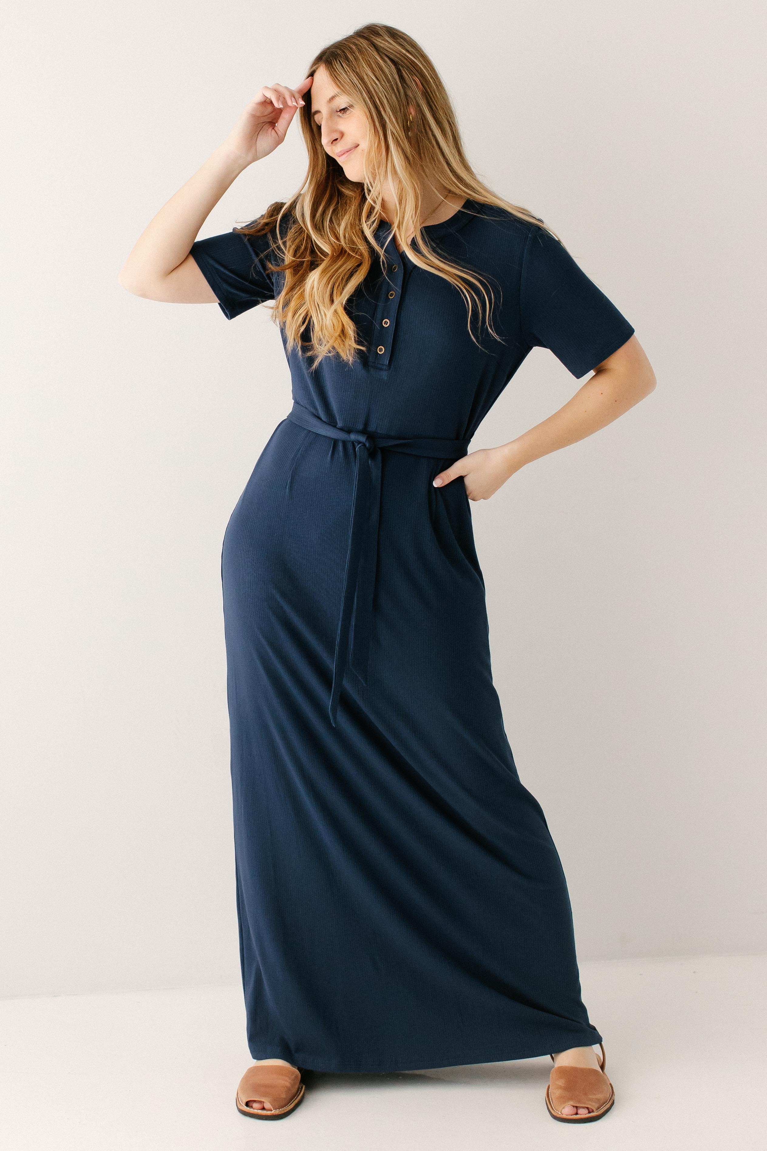 Kate Ribbed Knit Maxi Dress Dark Navy / 2X