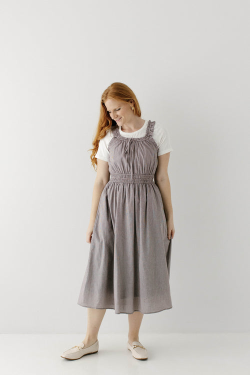 Bromley Ruffle Strap Gingham Midi Dress