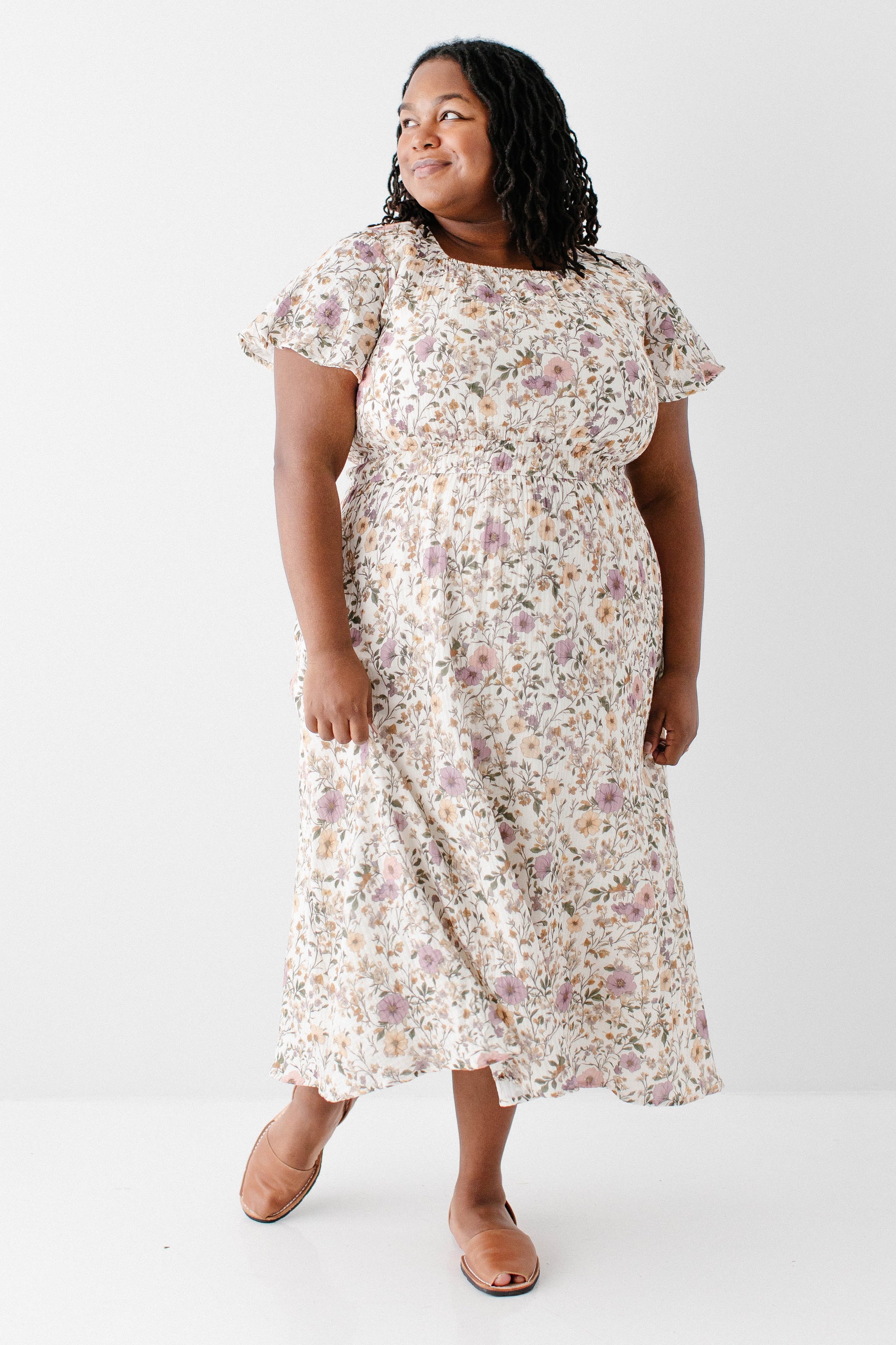 here she comes walking in cotton dress Cynthia Morning Glory Cotton Gauze Dress White / 1X