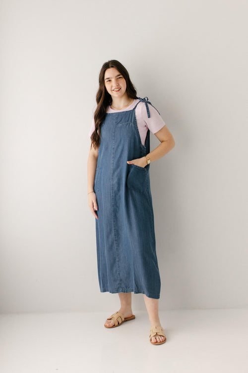 Sandra Chambray Tie Strap Maxi Dress