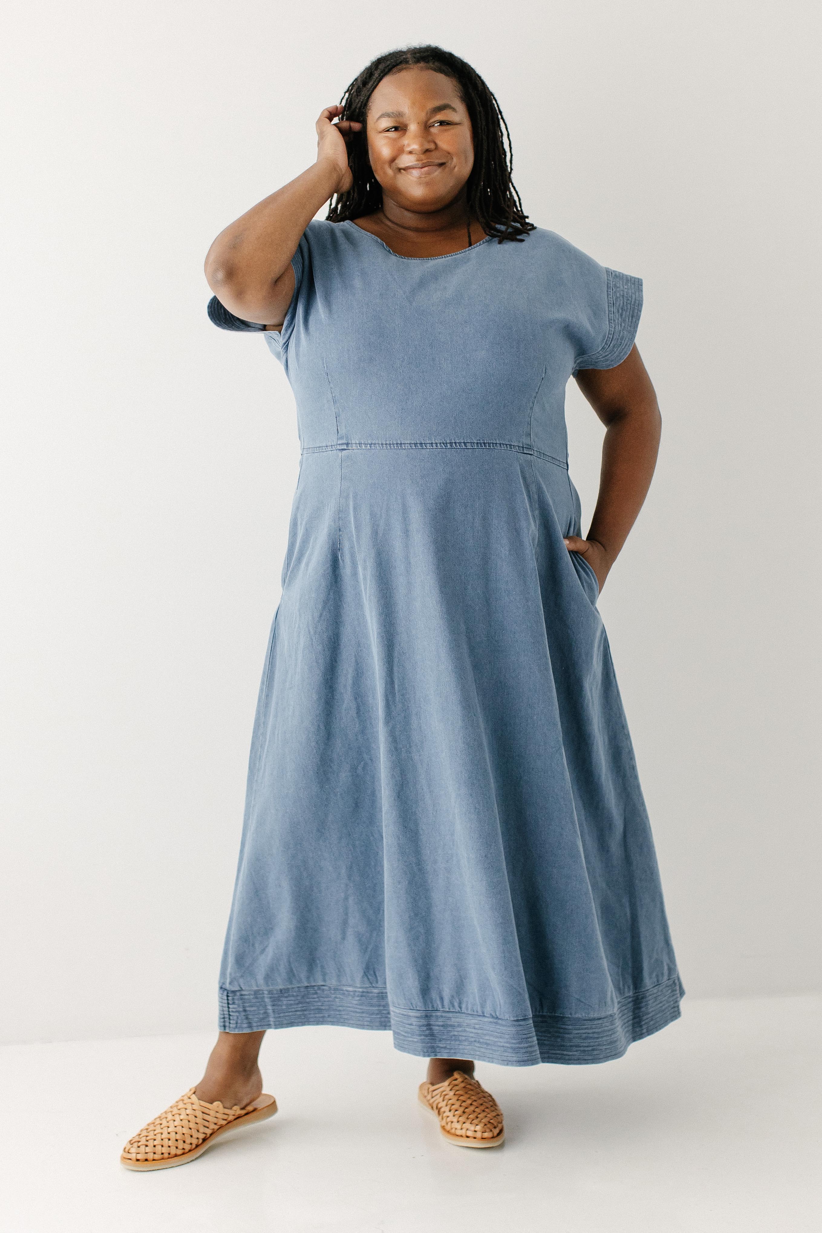 Austin Fit & Flare Denim Midi Dress Medium Wash / 1X